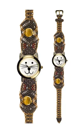 101C - Wide with Gold Cat Watch