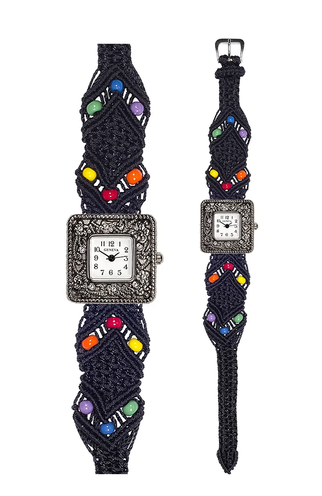 102EB - Wide with Antique Style Square Marcasite Watch