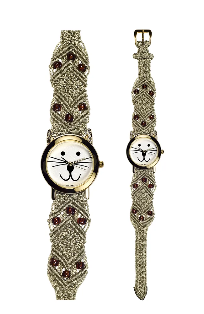 102G - Wide with Gold Cat Watch