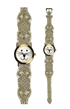 102L - Wide with Gold Cat Watch