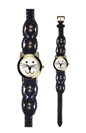 104I - Wide with Gold Cat Watch