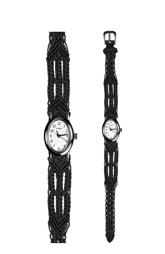 106 Black - Narrow with Timex Silver Cavatina Watch