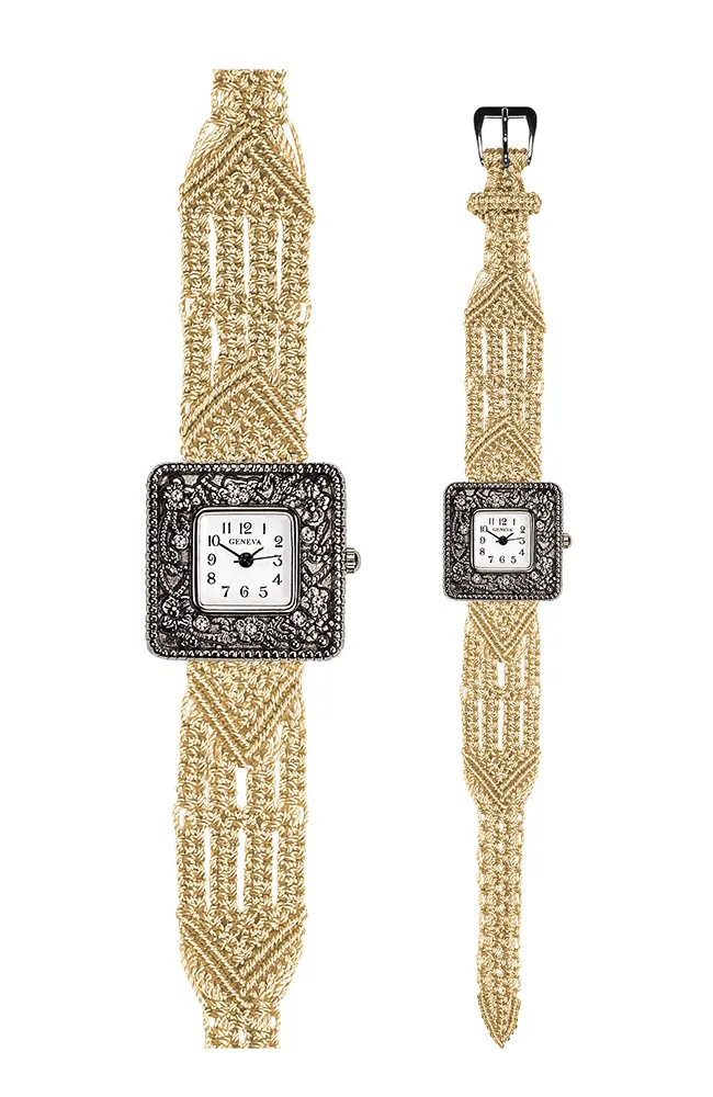 106 Bone - Wide with Antique Style Square Marcasite Watch