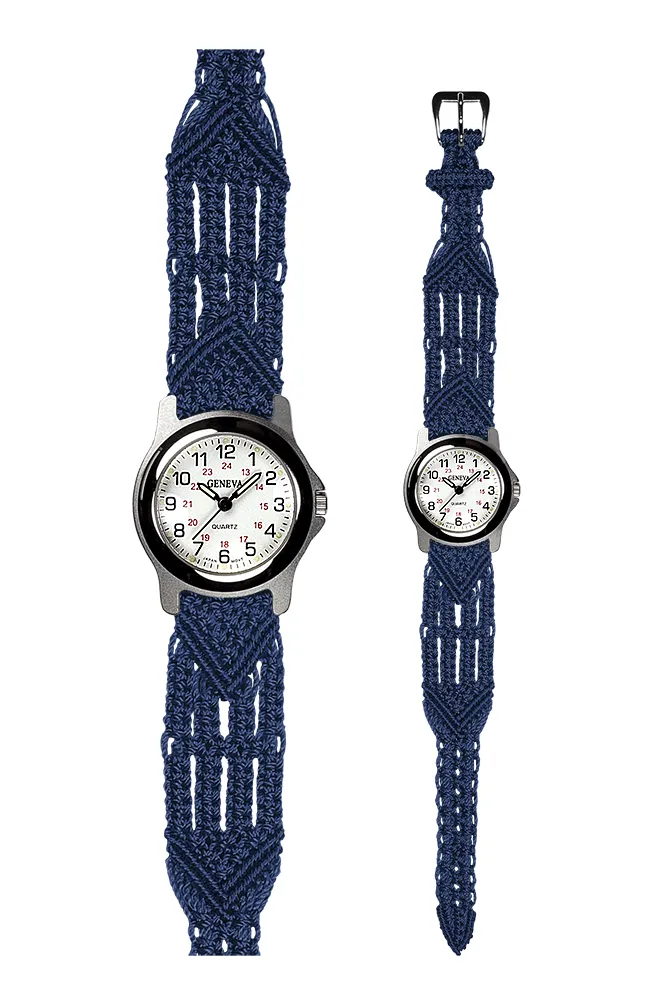 106 Navy - Wide with Round Silver Sport Watch