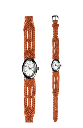 106 Orange - Narrow with Timex Silver Cavatina Watch