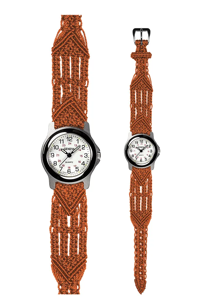 106 Orange - Wide with Round Silver Sport Watch