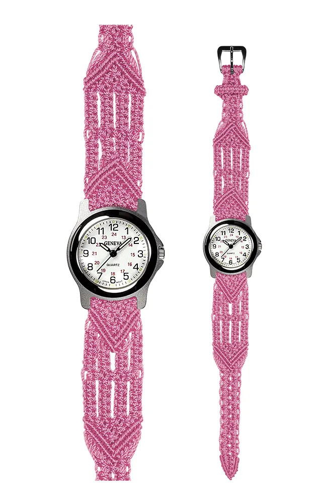 106 Pink - Wide with Round Silver Sport Watch