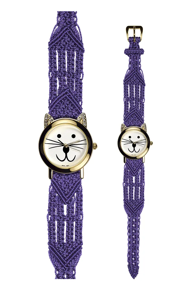 106 Purple - Wide with Gold Cat Watch