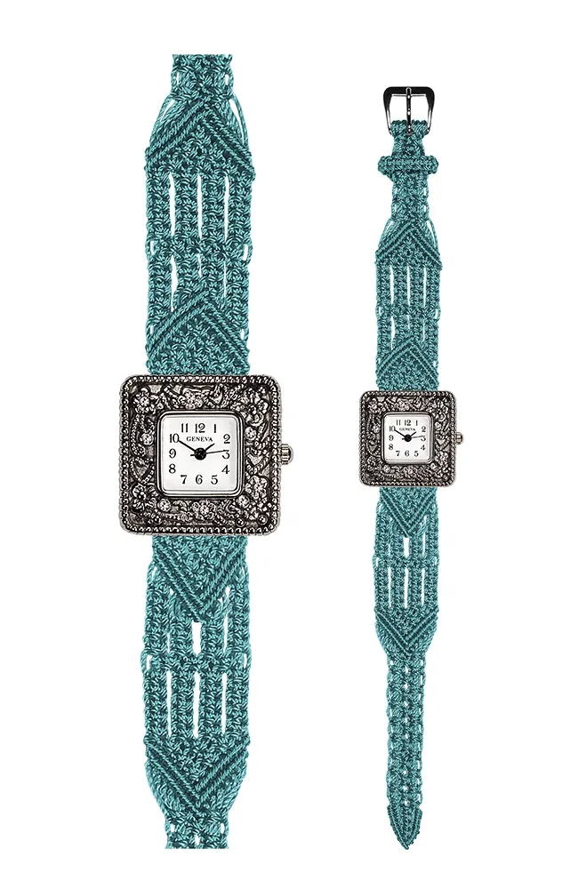 106 Turquoise - Wide with Antique Style Square Marcasite Watch