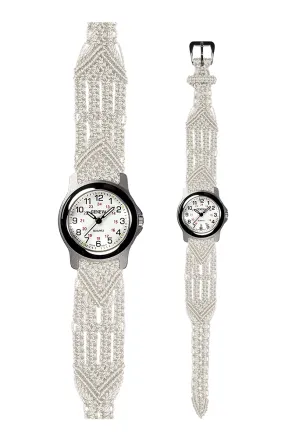 106 White - Wide with Round Silver Sport Watch