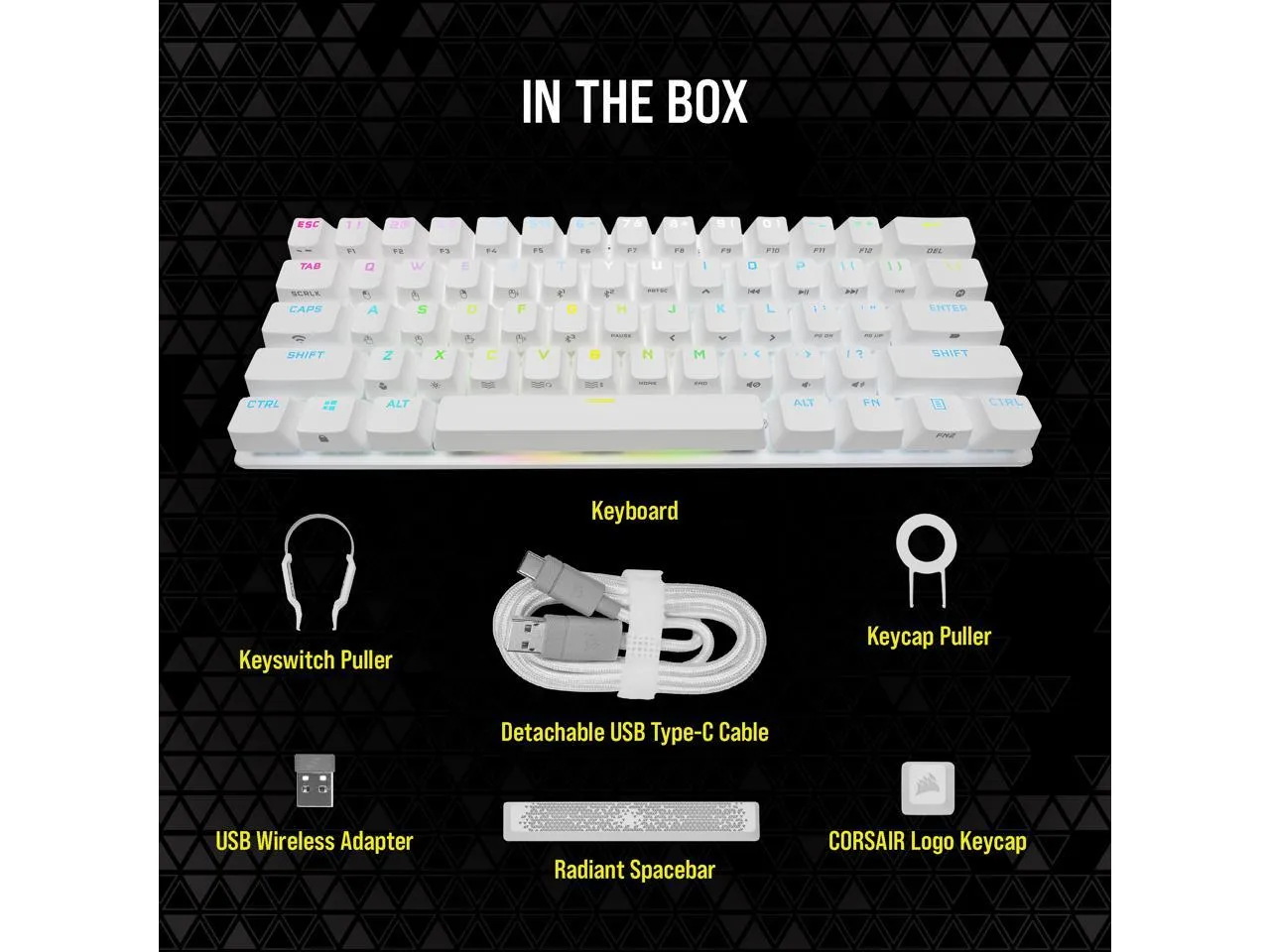 [12月聖誕優惠] Corsair K70 PRO MINI Wireless 60% Mechanical CHERRY MX Speed Switch Keyboard with RGB Backlighting - White CH-9189114-NA