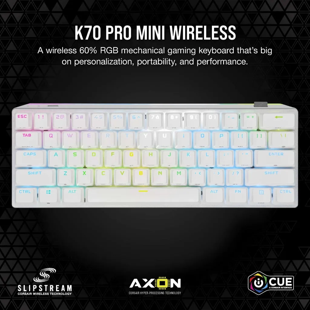 [12月聖誕優惠] Corsair K70 PRO MINI Wireless 60% Mechanical CHERRY MX Speed Switch Keyboard with RGB Backlighting - White CH-9189114-NA