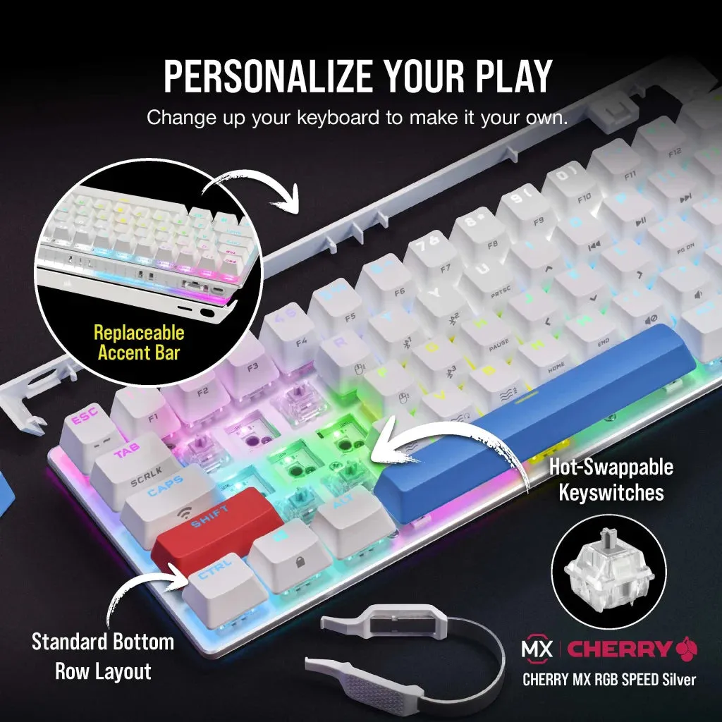 [12月聖誕優惠] Corsair K70 PRO MINI Wireless 60% Mechanical CHERRY MX Speed Switch Keyboard with RGB Backlighting - White CH-9189114-NA