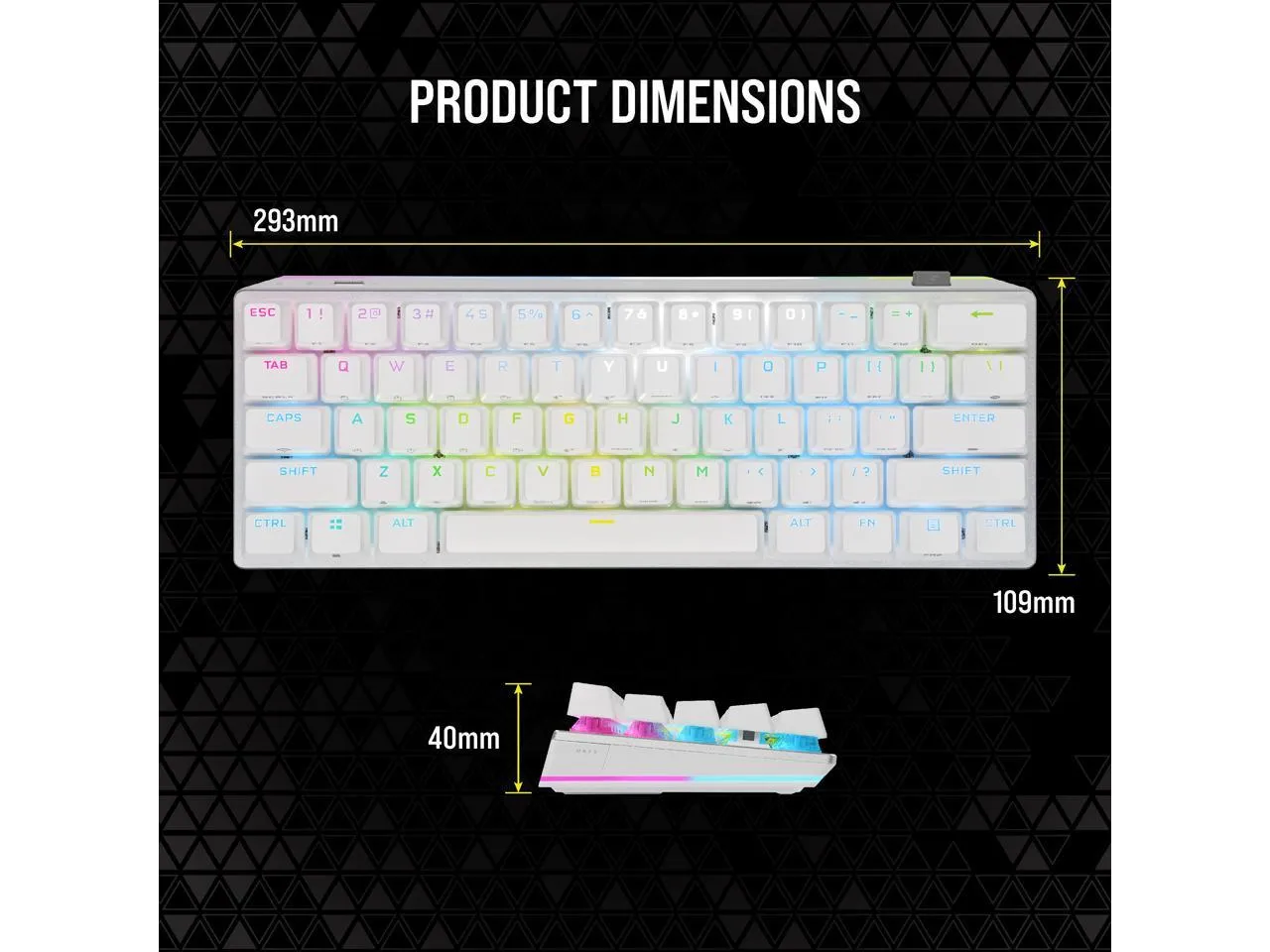 [12月聖誕優惠] Corsair K70 PRO MINI Wireless 60% Mechanical CHERRY MX Speed Switch Keyboard with RGB Backlighting - White CH-9189114-NA