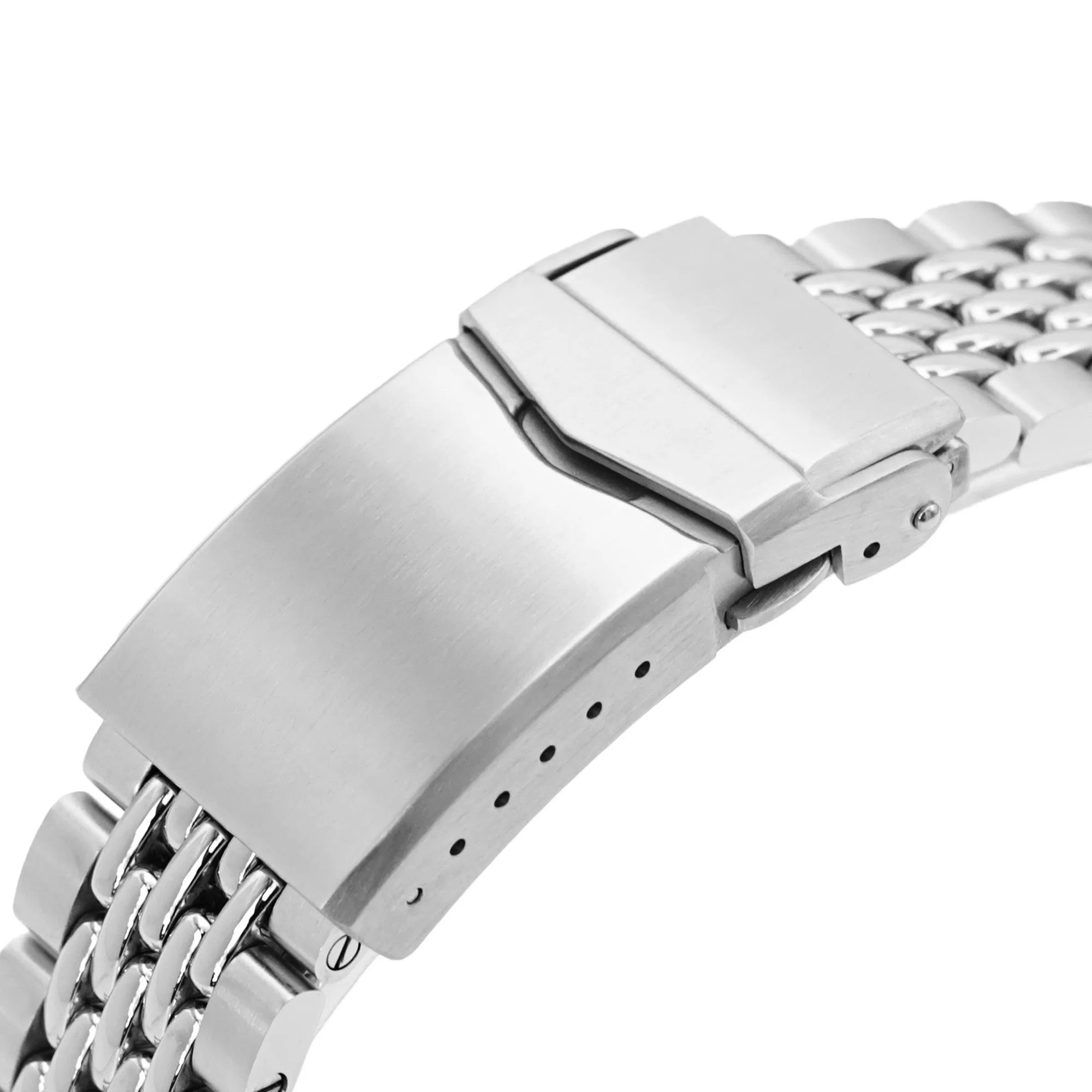 18mm, 19mm or 20mm Goma BOR Q.R. Watch Band Straight End, 316L Stainless Steel Brushed and Polished V-Clasp