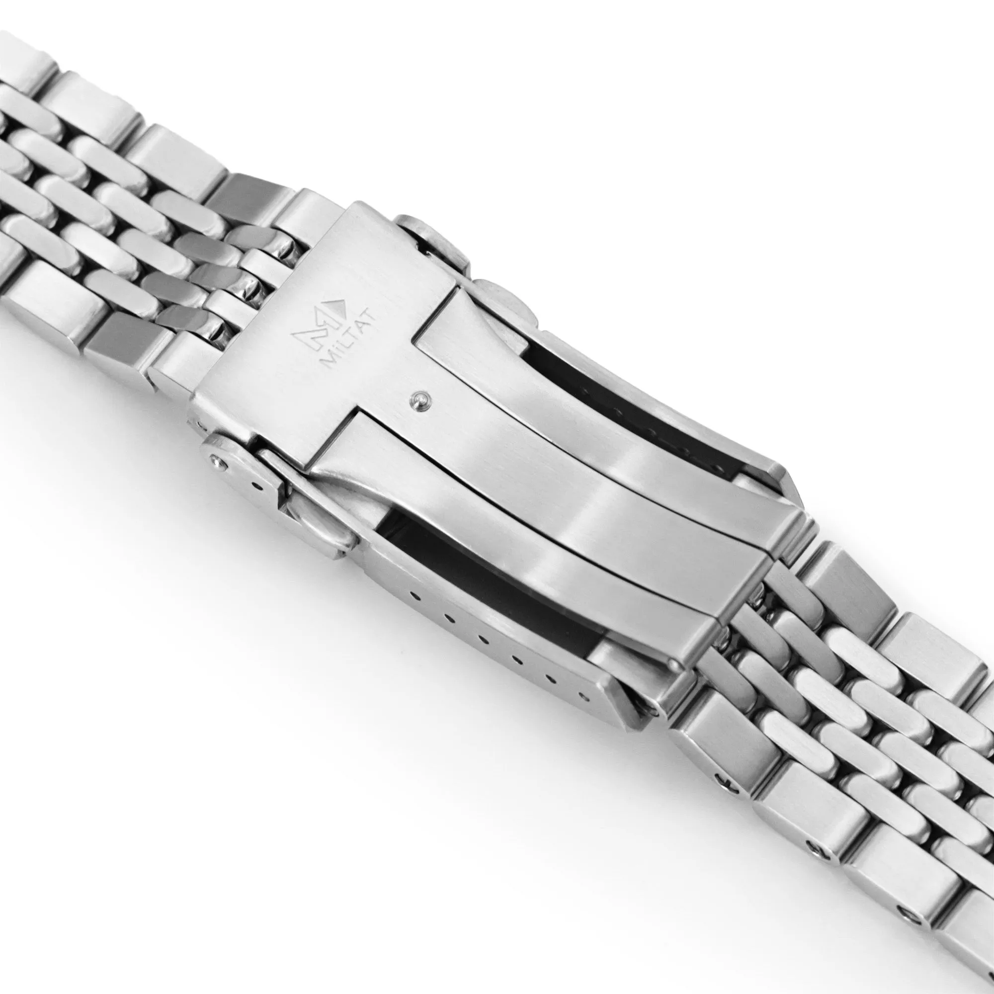 18mm, 19mm or 20mm Goma BOR Q.R. Watch Band Straight End, 316L Stainless Steel Brushed and Polished V-Clasp