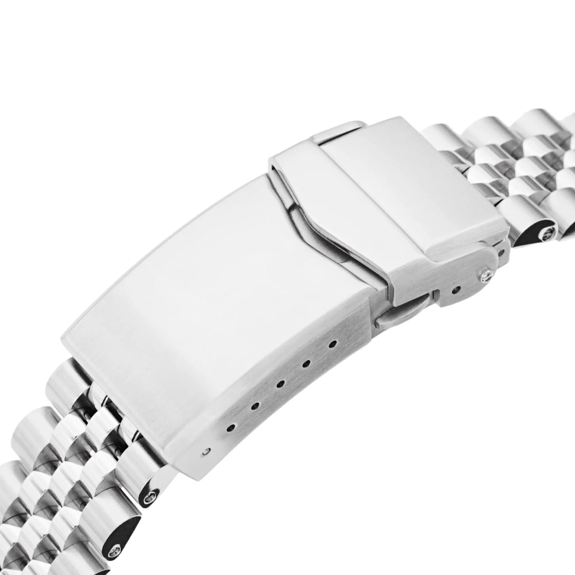 19mm Super-JUB II Watch Band for Grand Seiko 44GS SBGJ235 SBGJ201 SBGJ203, Stainless Steel - Brushed with Polished Center, V-Diver Clasp