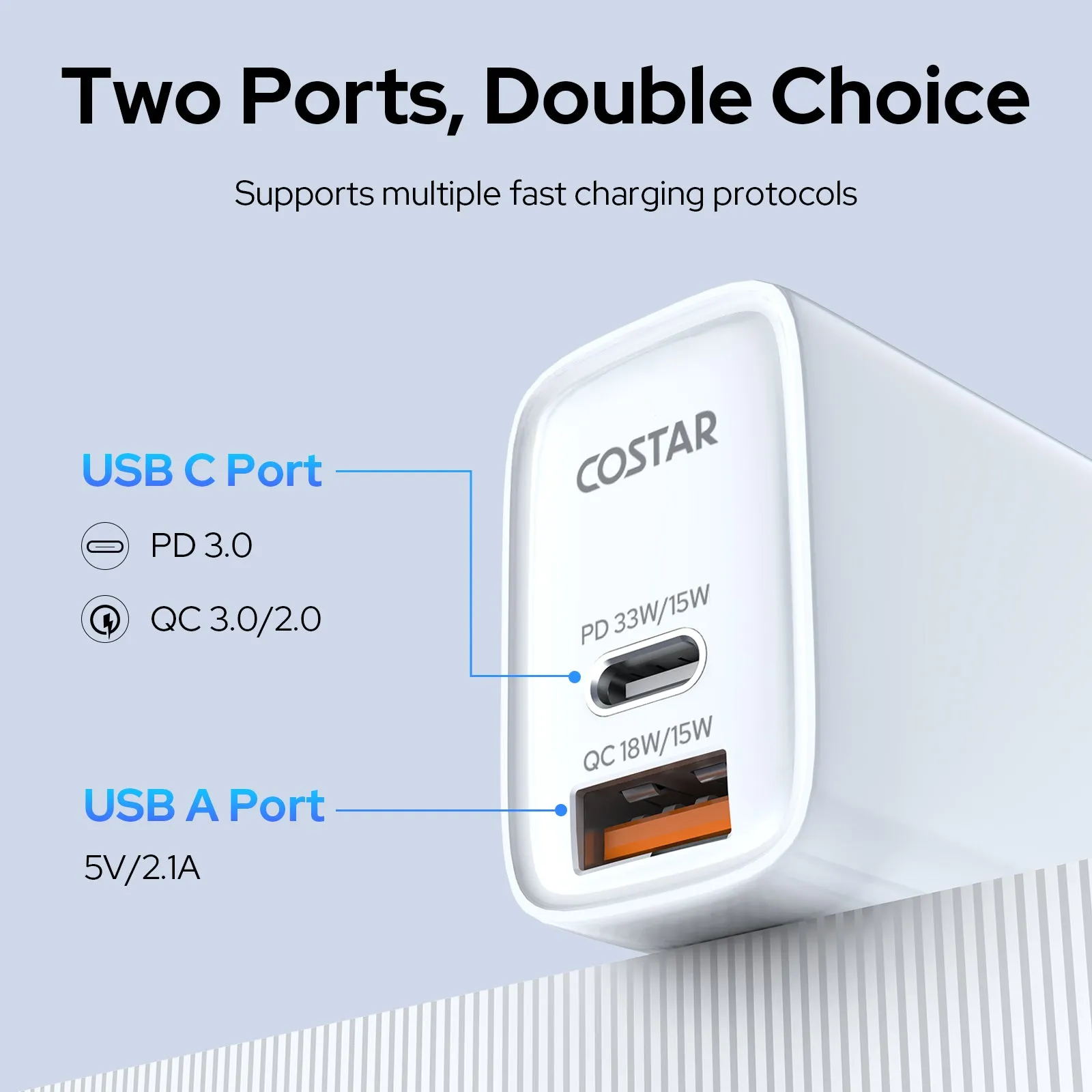 2 IN 1 QC/PD 33W Dual Port Fast Charger