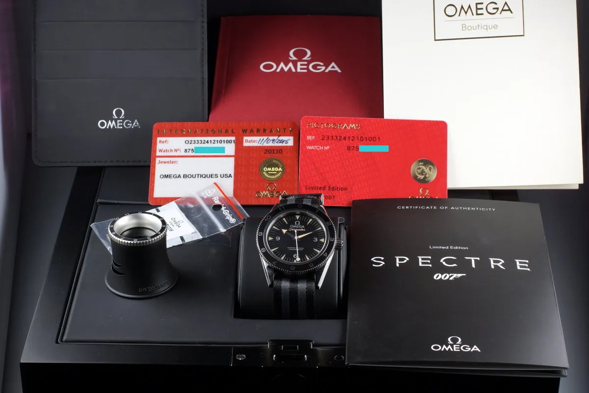 2015 Omega Seamaster 300 Lim. Ed. James Bond Spectre 233.32.41.21.01.001 with Box and Papers