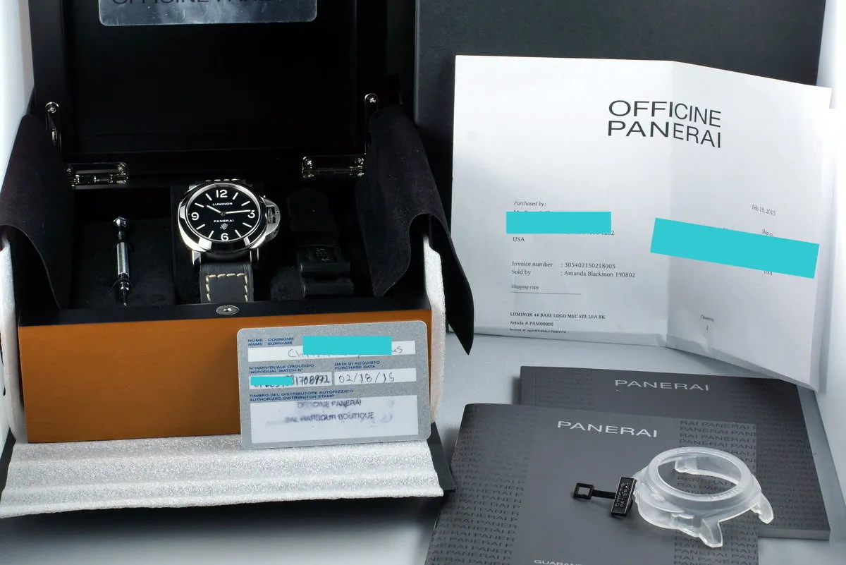 2015 Panerai PAM 000 Luminor with Box and Papers