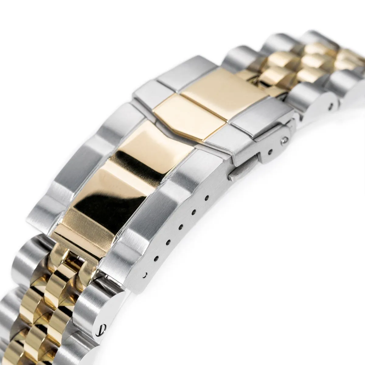 20mm Angus-J Louis JUB Watch Band compatible with Seiko Mechanical Automatic SARB033, 316L Stainless Steel Two Tone IP Gold SUB Clasp