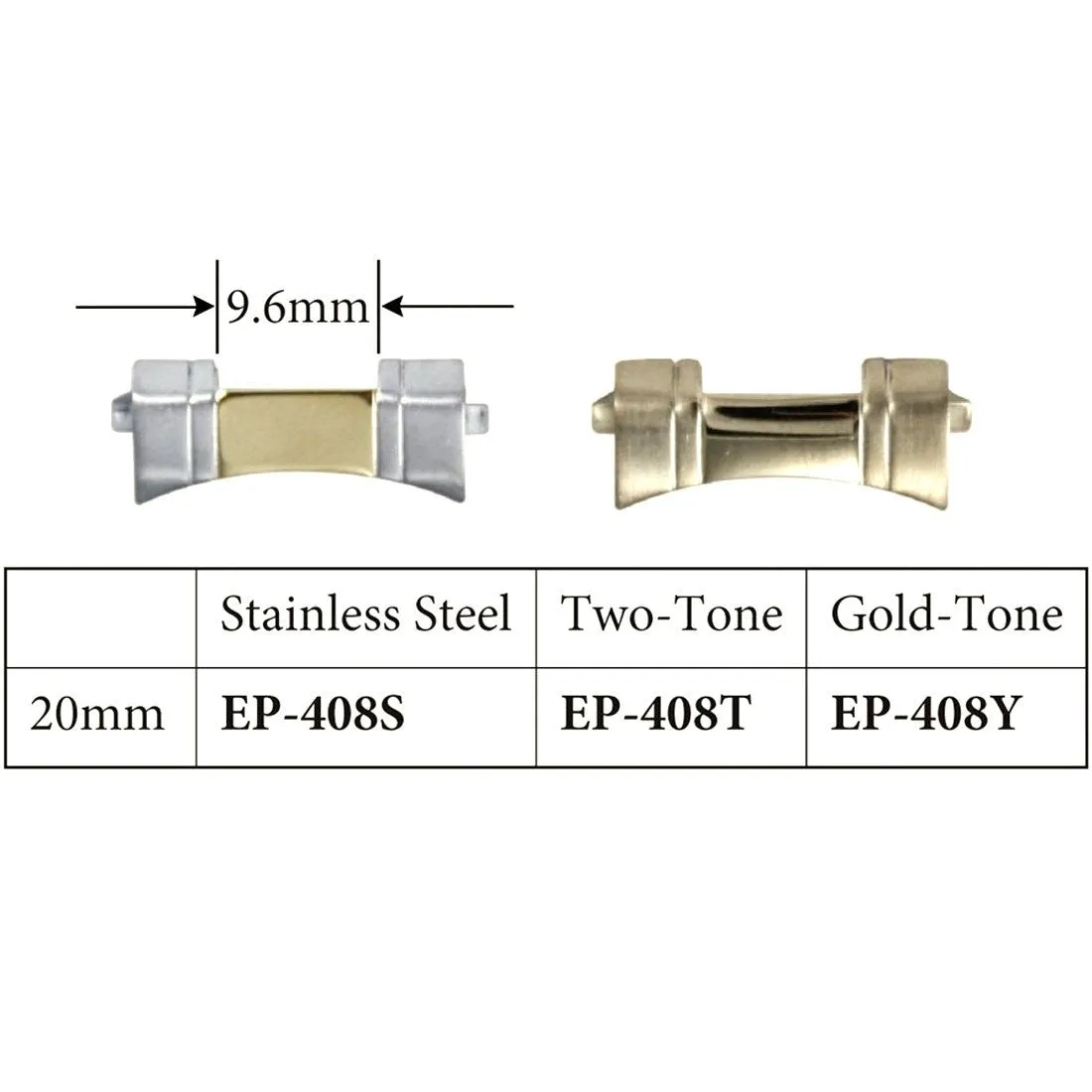 20mm End Pieces for Metal Bands (Pieces of 2)