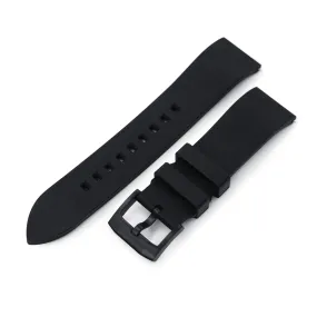 20mm or 22mm Straight End Black FKM Rubber Quick Release Watch Band, PVD Black