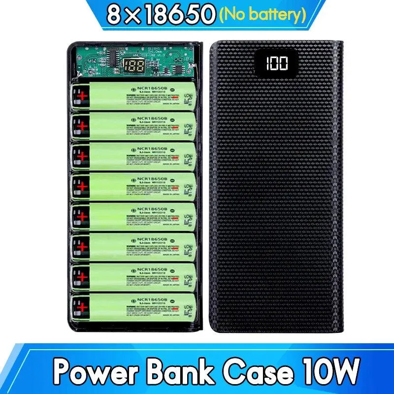 22.5W Quick Charge PD 3.0 Type C Power Bank Case with 18650 Battery Holder and Wireless Charging