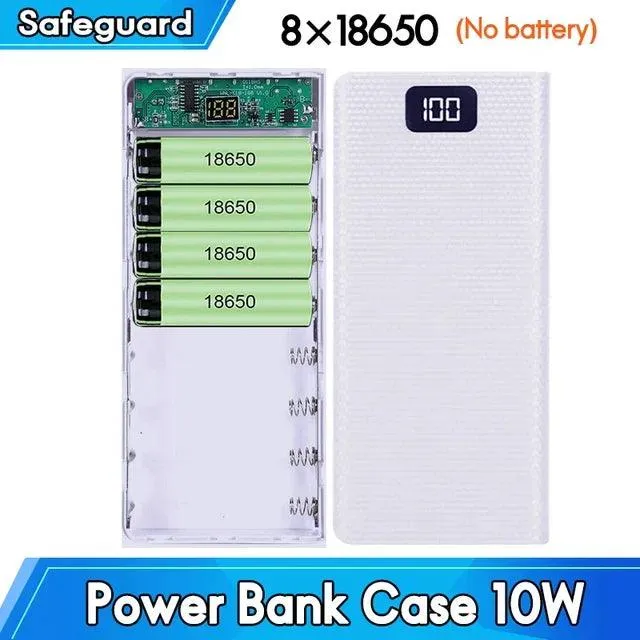 22.5W Quick Charge PD 3.0 Type C Power Bank Case with 18650 Battery Holder and Wireless Charging