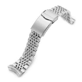 22mm Goma BOR Watch Band for Seiko 5 Sports 42.5mm SRPD51 SRPD55 SBSA003, Stainless Steel - Brushed, Polished Center Links, V Diver Clasp