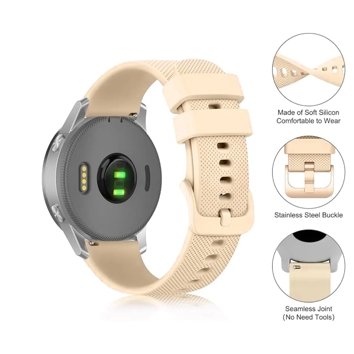 22mm Silicone Bands | Samsung Galaxy Watch 3 45mm/Galaxy Watch 46mm/Gear S3 Frontier/Classic | Beige