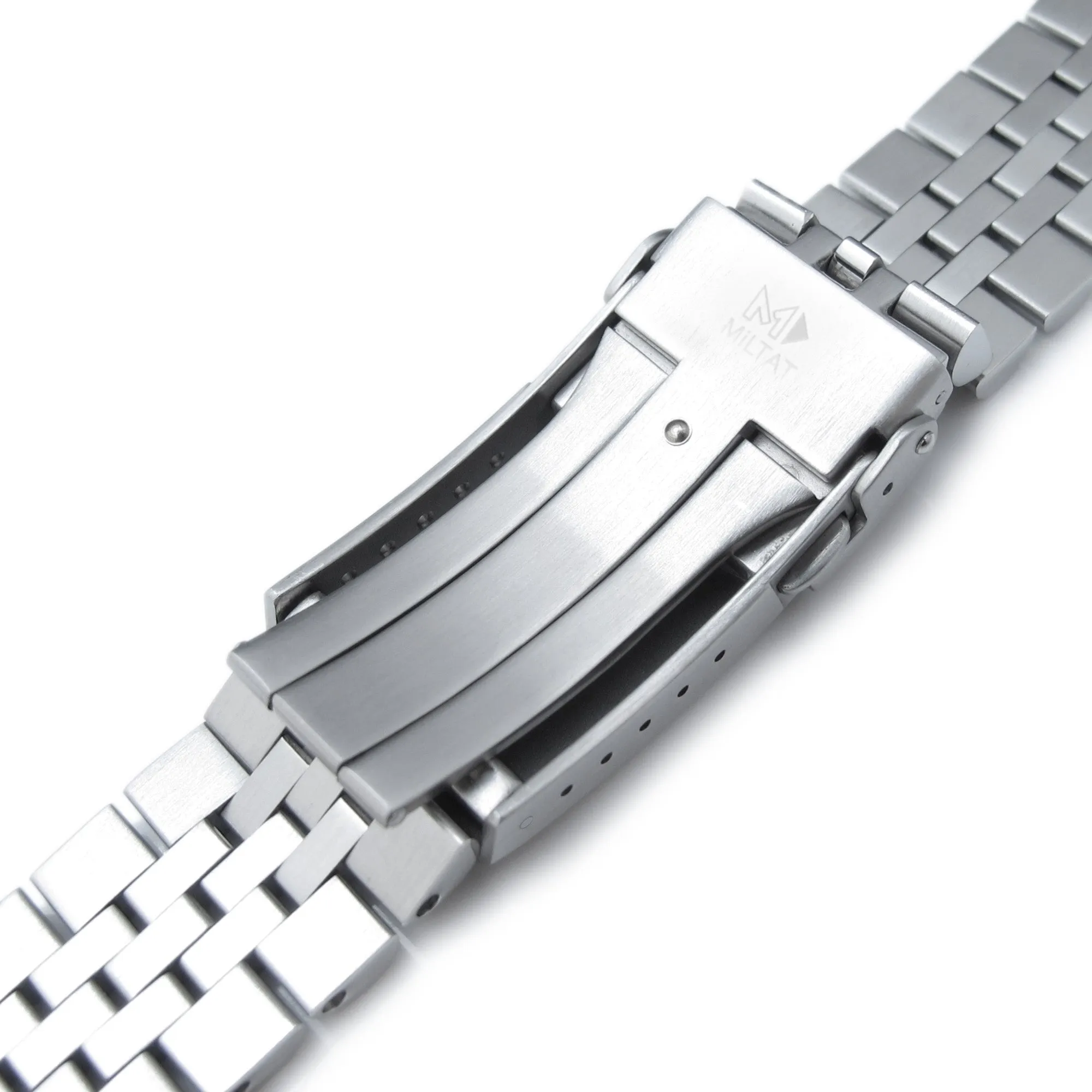 22mm Super-J Louis JUB Watch Band for Seiko 5 Sports 42.5mm SRPD51 SRPD55 SBSA003, Stainless Steel - Brushed, V Diver Clasp