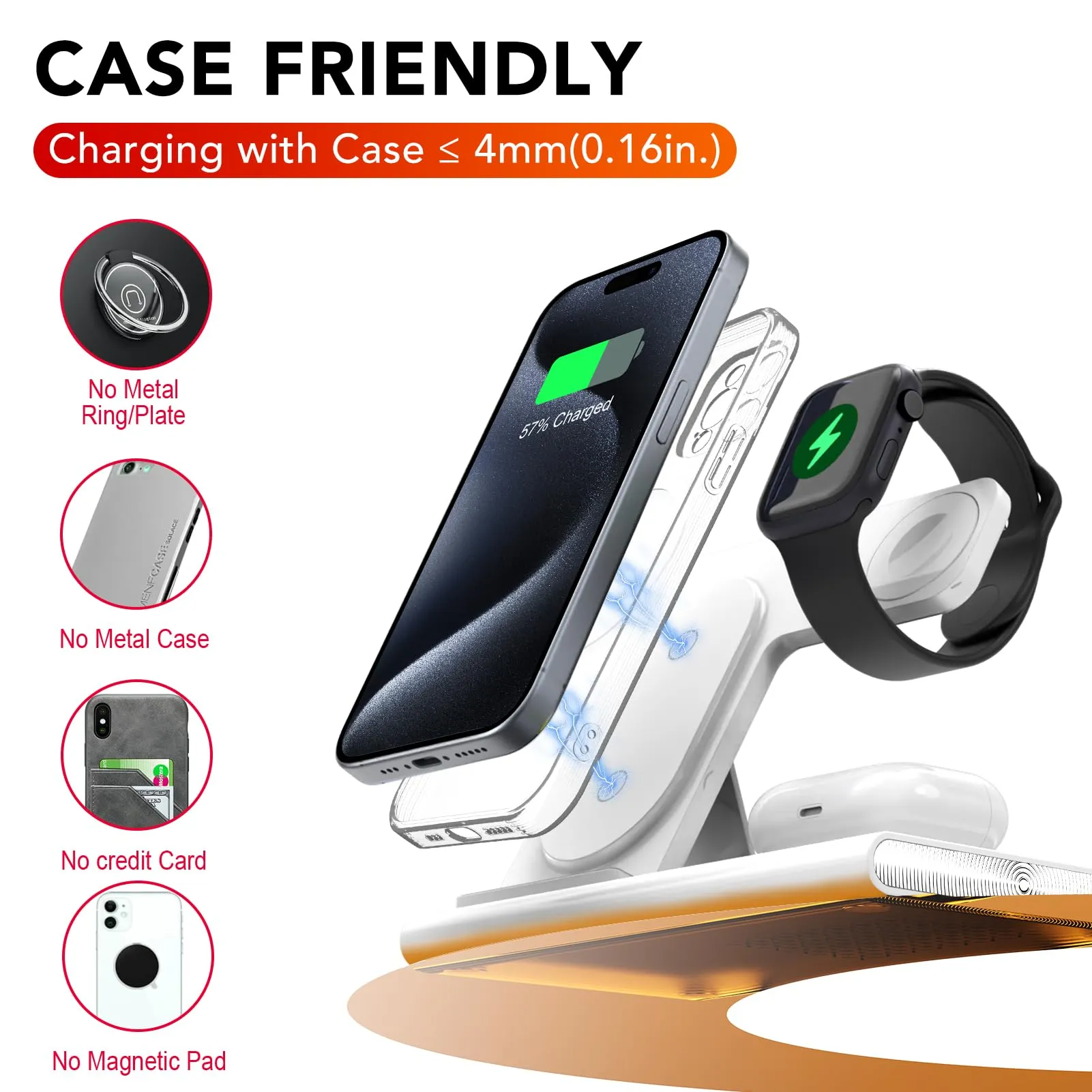 3 in 1 Foldable Charging Station for Apple Products,Fast Wireless Charger Travel Dock Adapter&Light for iPhone 16/15/14/13/12/11/X/XS,for iWatch 10/9/8/7/Ultra2/Ultra/SE,for AirPods 4/3/2/Pro/2(White)