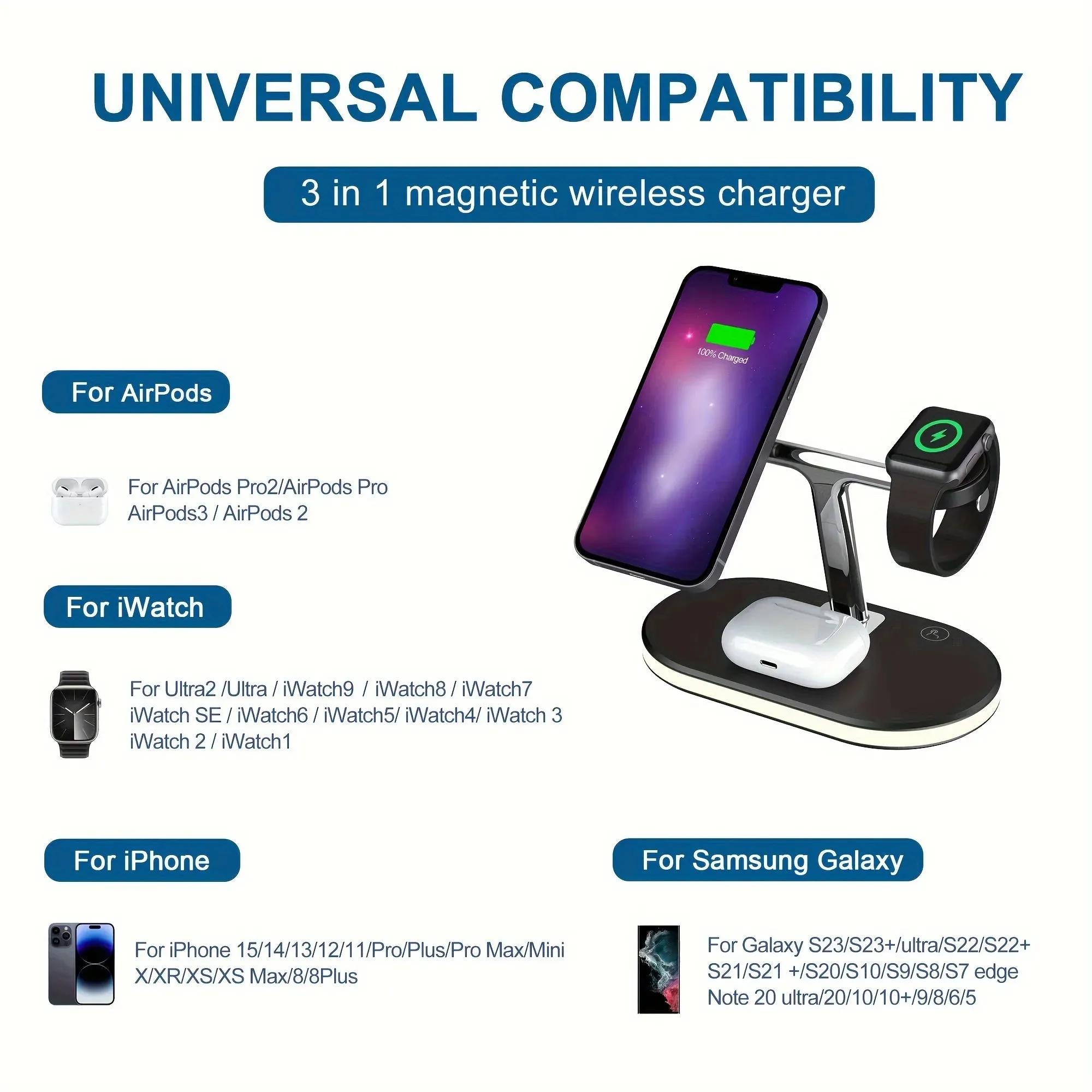 3-in-1 Magnetic Wireless Charging Station