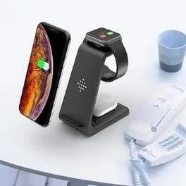 3 in 1 Qi Fast Wireless Charger Stand For iPhone/Samsung