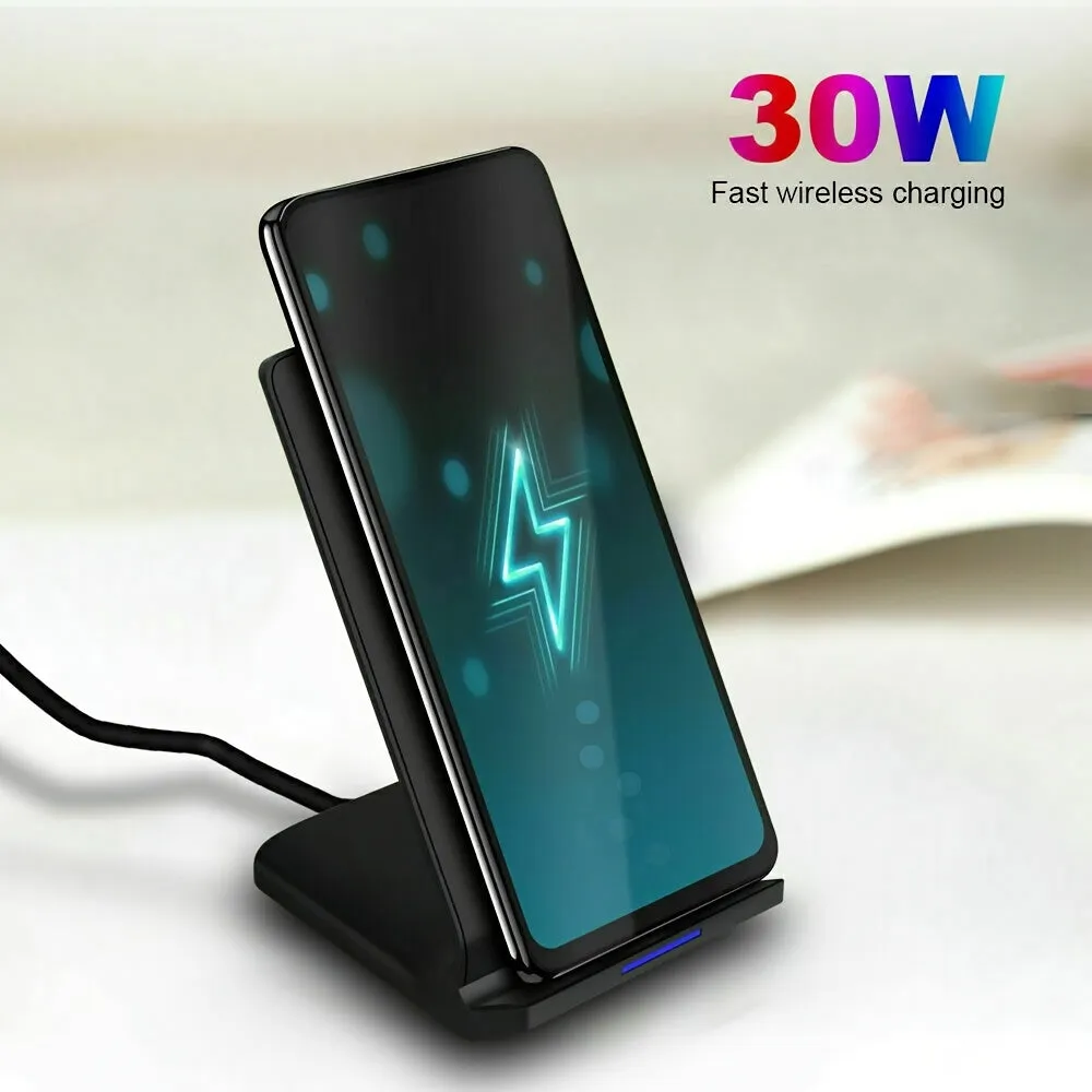 30W Fast Wireless Charger Stand Dock For IPhone 11/12/13/14/15/16 Pro Max Samsung S20/S21/S22/S23/S24 Ultra