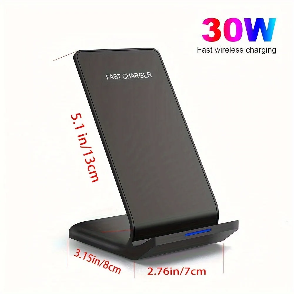 30W Fast Wireless Charger Stand Dock For IPhone 11/12/13/14/15/16 Pro Max Samsung S20/S21/S22/S23/S24 Ultra