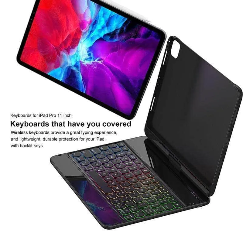 360 Rotatable Bluetooth Keyboard iPad Air 4 10.9' A2324, A2072 Pencil Holder Case