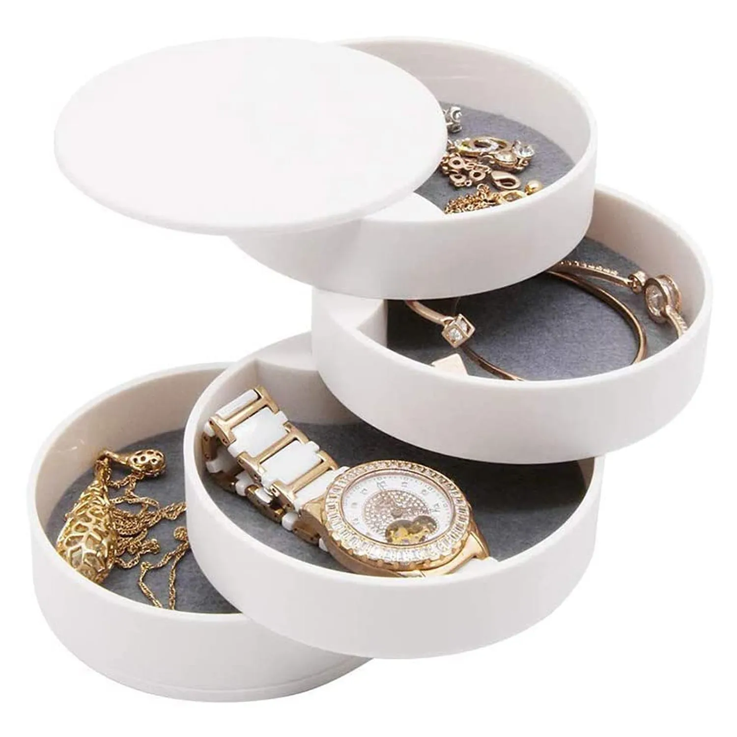 4701 Jewelry Box 360 Degrees Free Rotation Jewelry Case For Women And Girls