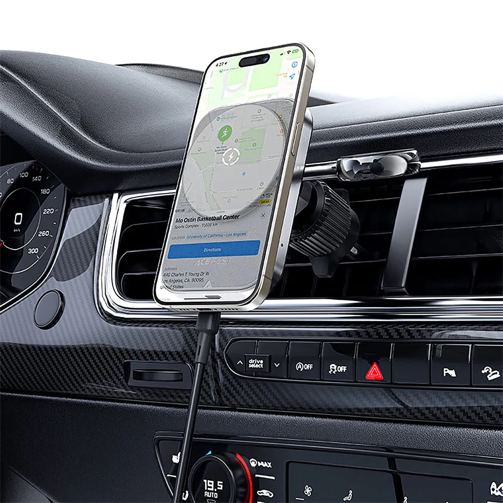 Acefast D18 in-car 2-in-1 magnetic wireless charging holder black