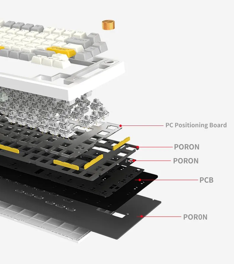 Ajazz AK816 PRO White Mechanical keyboard Wired&Wireless (Silver switch)