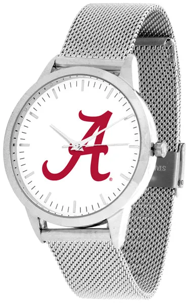 Alabama Crimson Tide Statement Mesh Band Unisex Watch - Silver