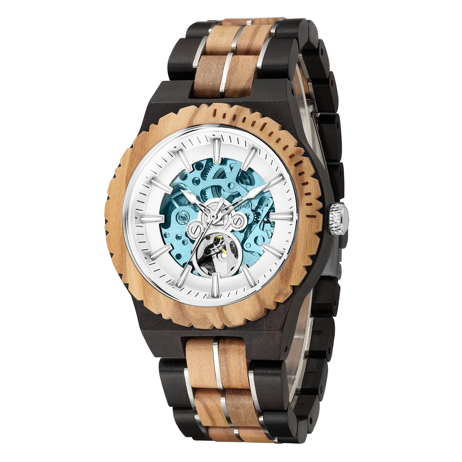 Alaska - Ebony & Olive Transparent Face Mechanical Watch