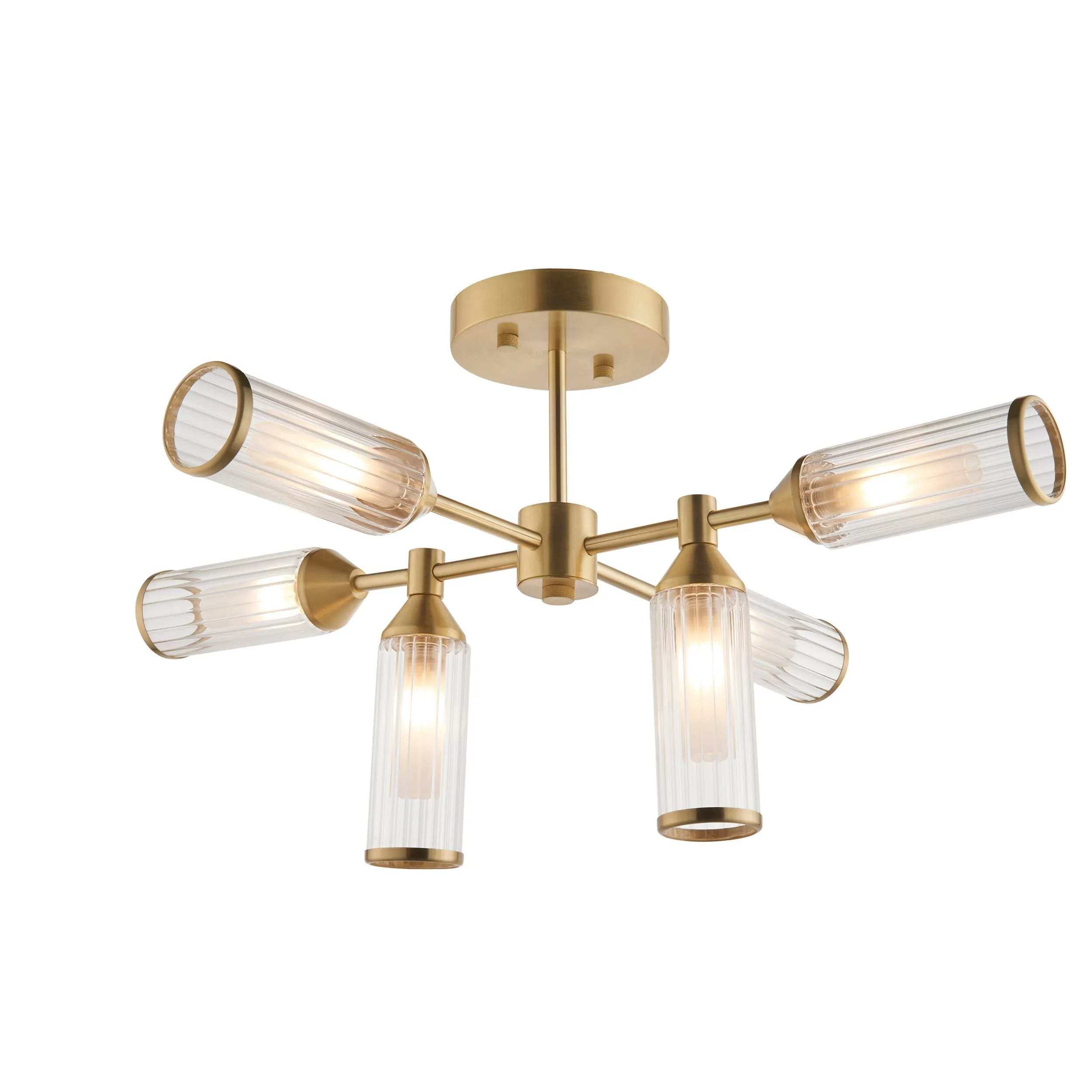 Amos Duchy 6 Light Semi-Flush Ceiling Light Satin Brass