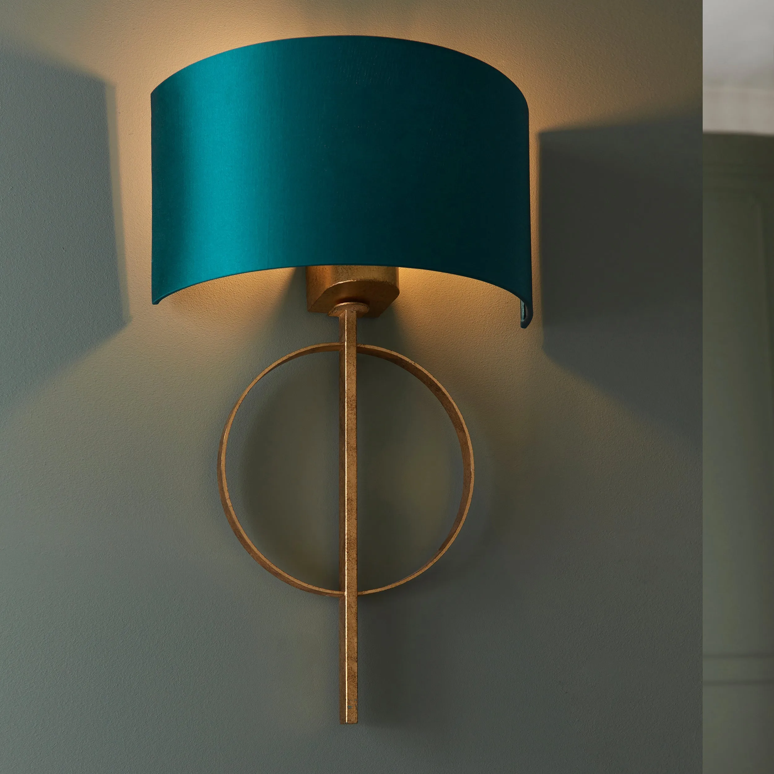 Amos Hatfield Wall Light Antique Gold & Teal