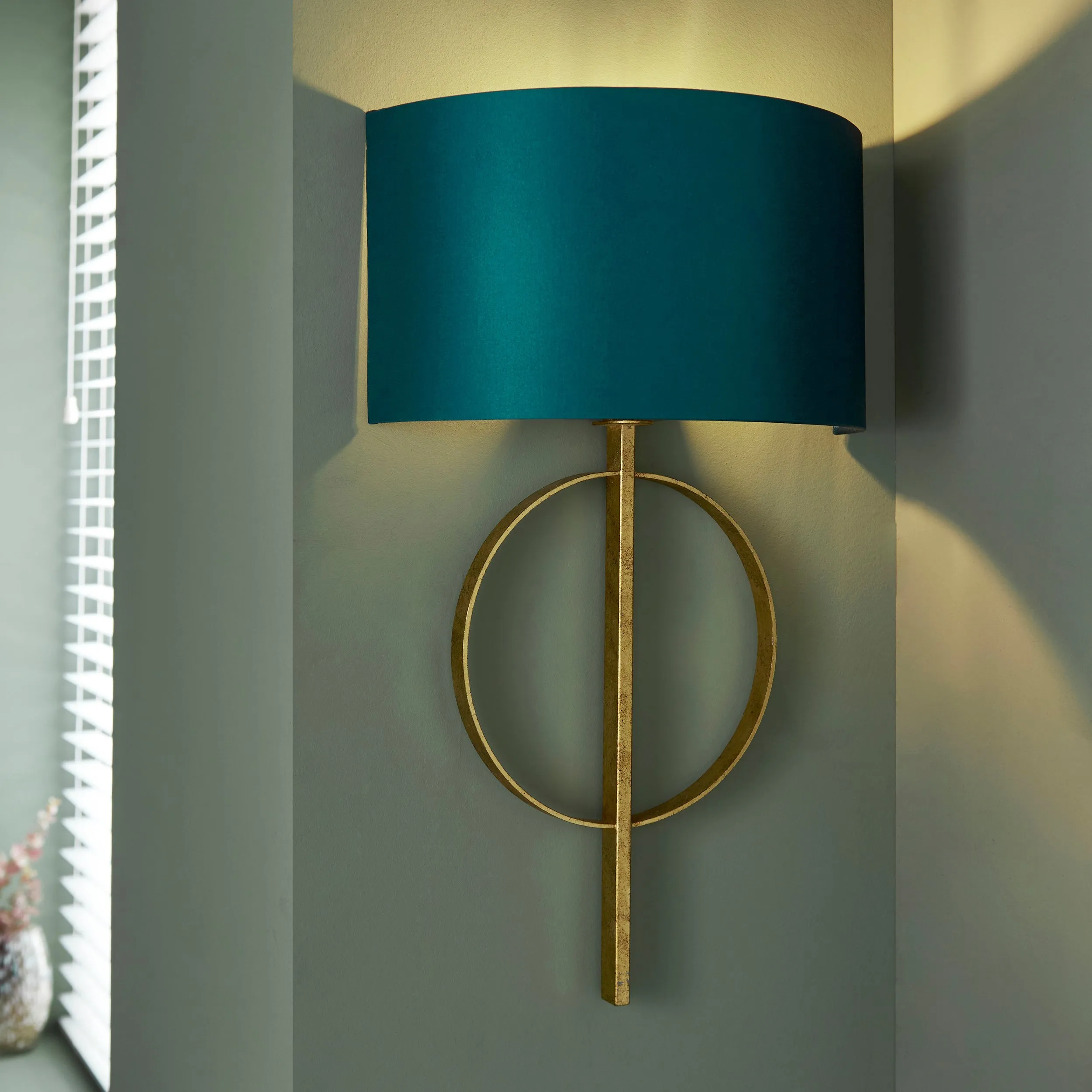 Amos Hatfield Wall Light Antique Gold & Teal