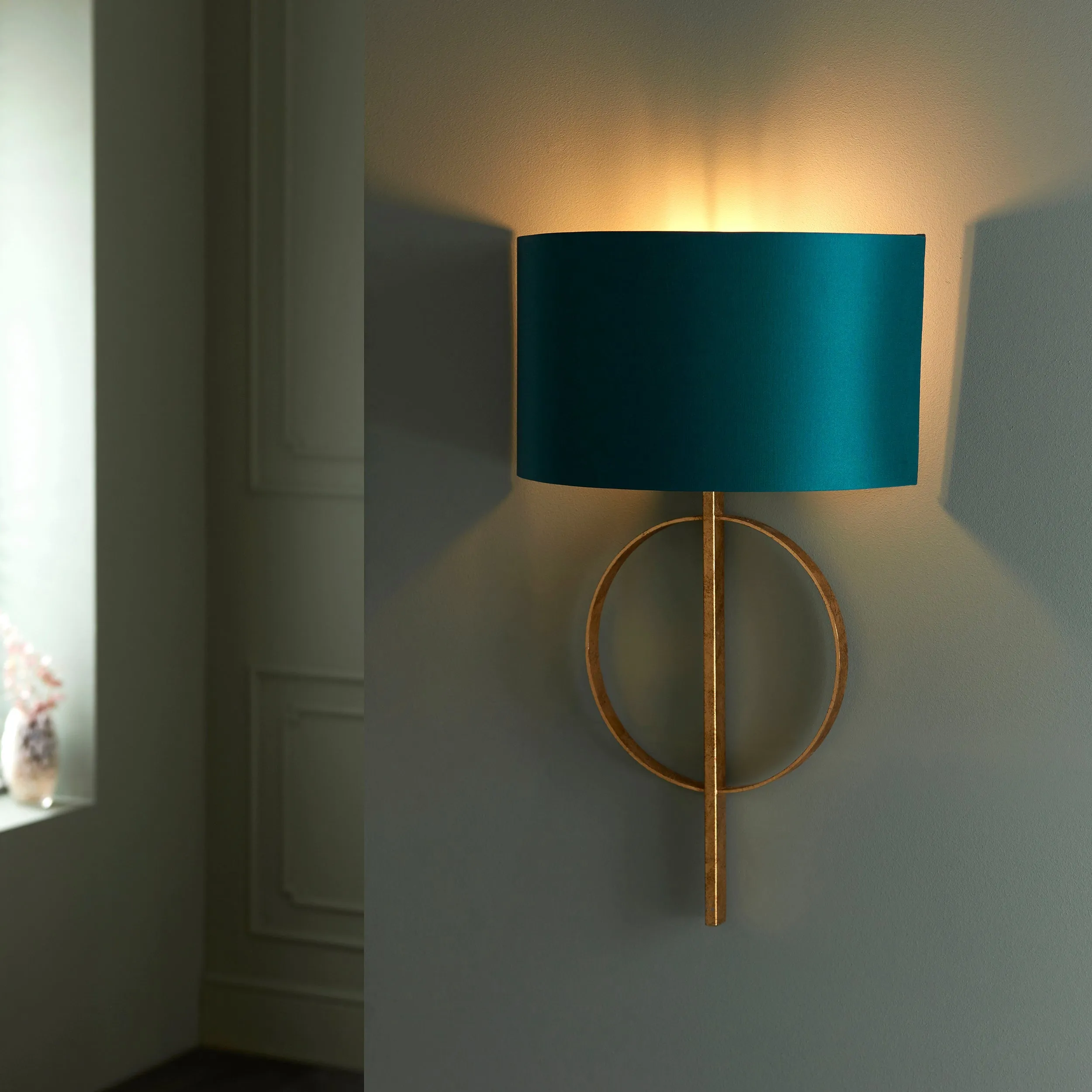 Amos Hatfield Wall Light Antique Gold & Teal