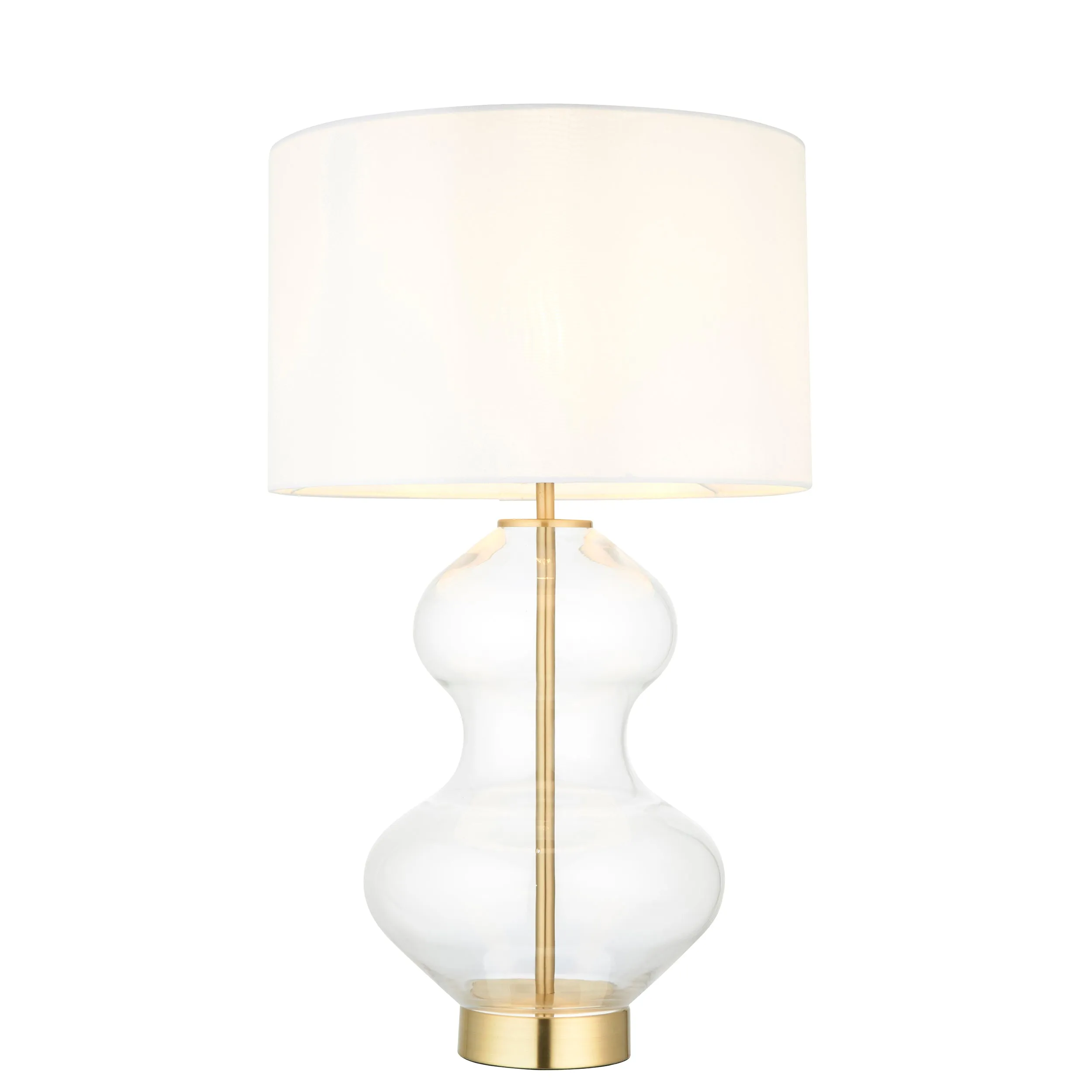 Amos Waist Table Lamp Satin Brass with Shade