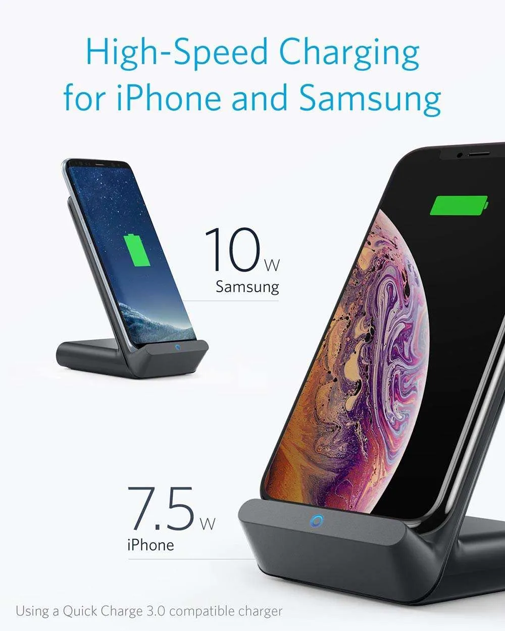 Anker PowerWave Evo Stand Wireless Charger with Quick Charge 3.0 Charger B2525