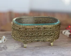 Antique Filigree Victorian Jewelry Box